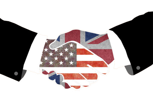 US UK Flag Handshake